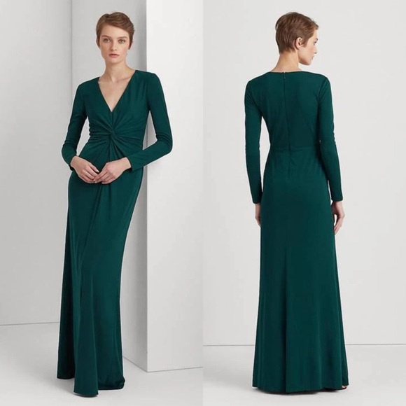Lauren Ralph Lauren Dresses & Skirts - Lauren Ralph Lauren Green Twist Front Evening Gown Size 4 MSRP $245